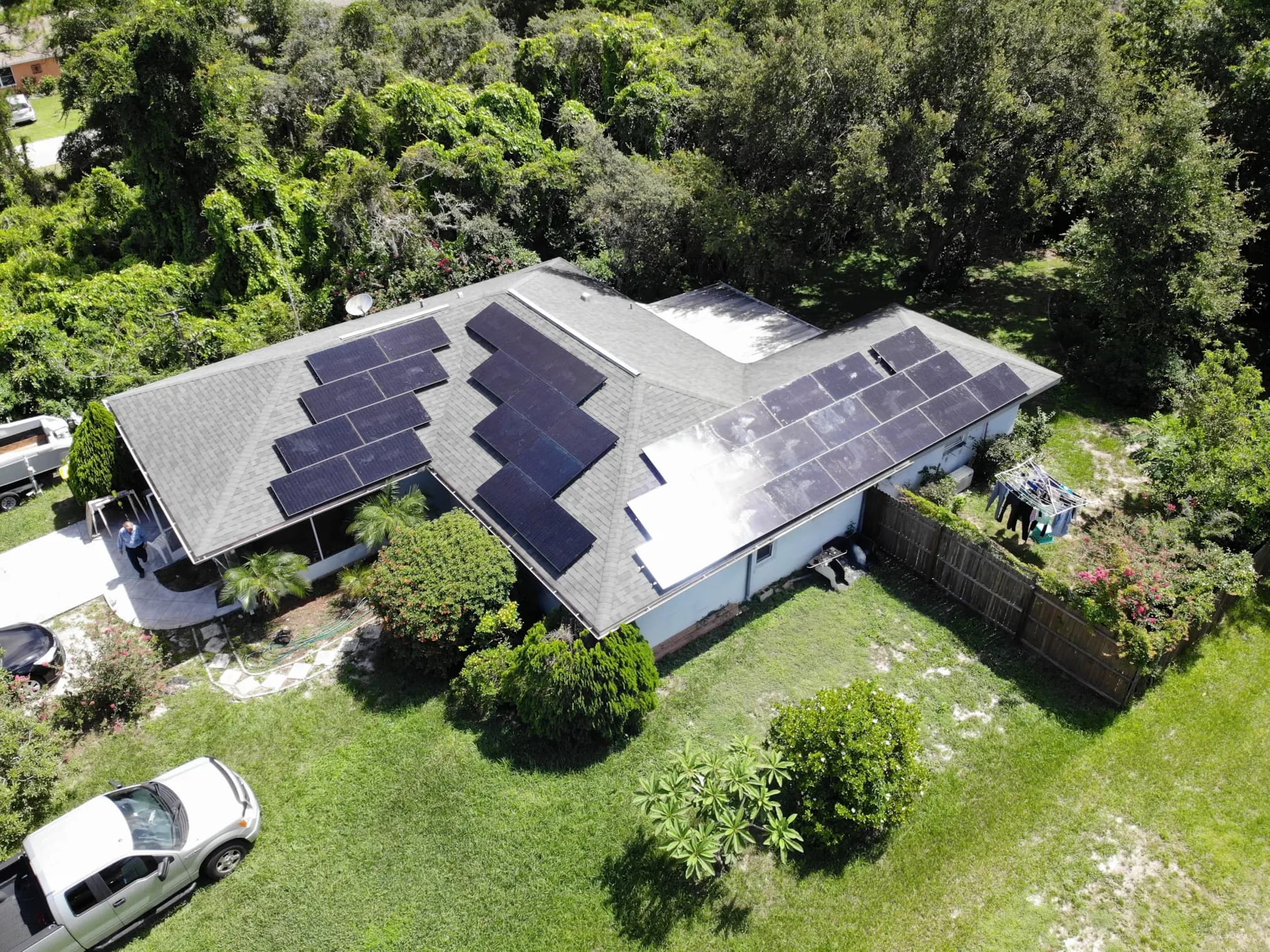 Florida solar house surrounded by greenery