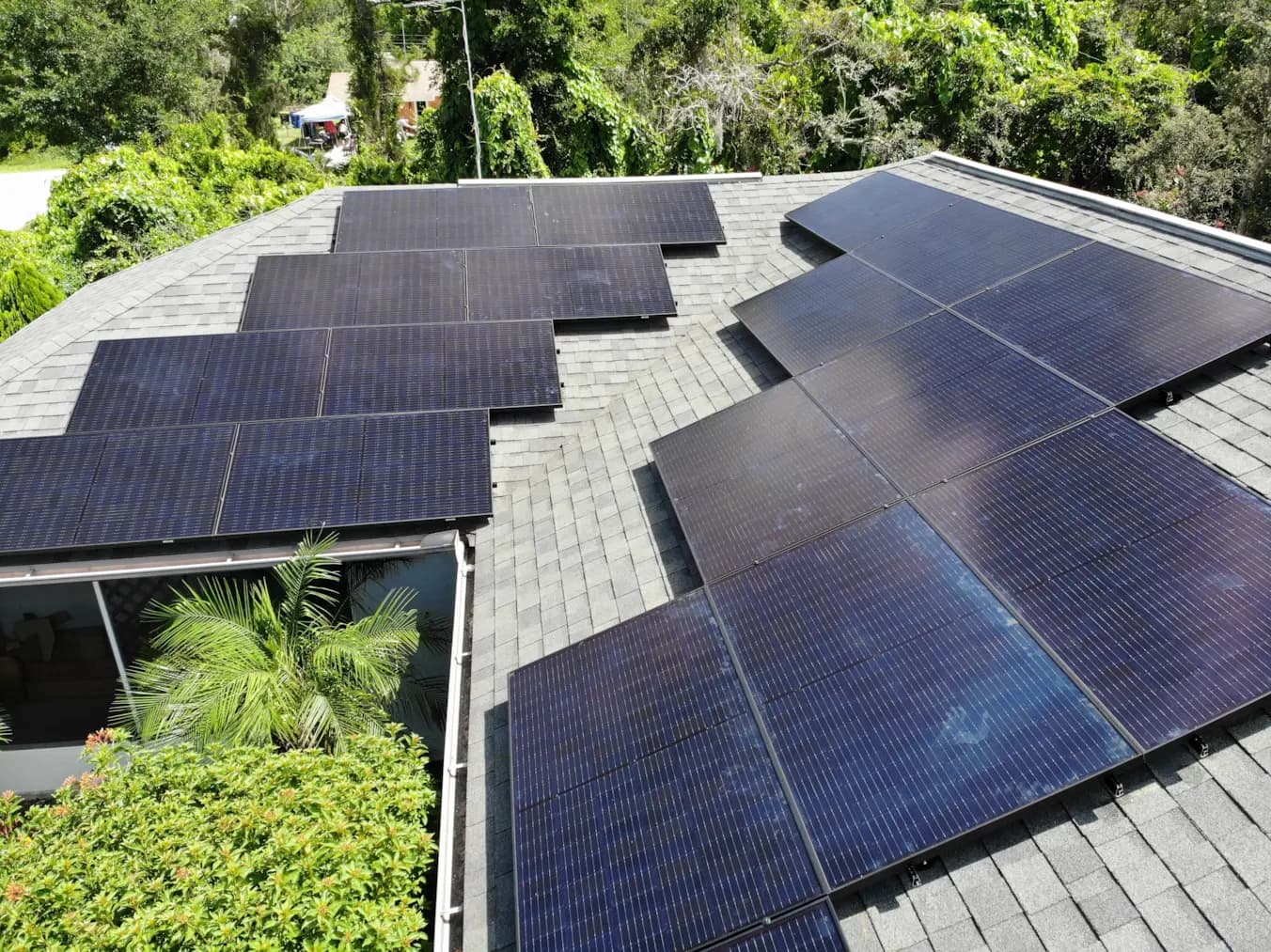 Two solar panels arranged neatly on roof